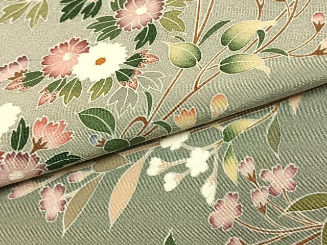 平和屋着物●訪問着　友禅　作家物　枝花文　正絹　逸品　AABG4456fy