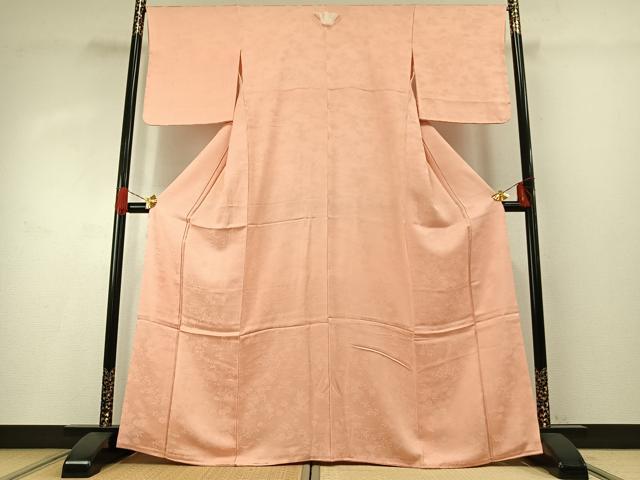 平和屋着物●上質な色無地　草花地紋　 一斤染色　正絹　逸品　未使用　AABG4457fy