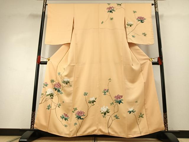 平和屋着物●訪問着　友禅　刺繍　枝花文　正絹　逸品　未使用　AABG4458fy