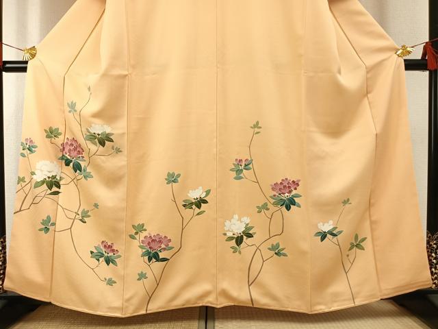 平和屋着物●訪問着　友禅　刺繍　枝花文　正絹　逸品　未使用　AABG4458fy