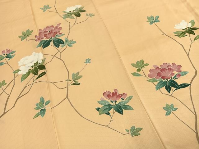 平和屋着物●訪問着　友禅　刺繍　枝花文　正絹　逸品　未使用　AABG4458fy