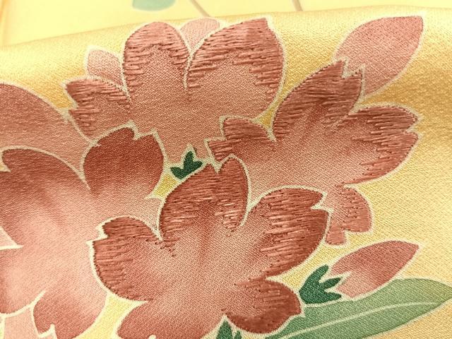 平和屋着物●訪問着　友禅　刺繍　枝花文　正絹　逸品　未使用　AABG4458fy