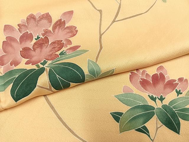 平和屋着物●訪問着　友禅　刺繍　枝花文　正絹　逸品　未使用　AABG4458fy