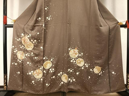 平和屋着物●訪問着　駒刺繍　絞り　雪輪花文　金彩　正絹　逸品　AABG4459fy