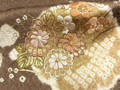 平和屋着物●訪問着　駒刺繍　絞り　雪輪花文　金彩　正絹　逸品　AABG4459fy