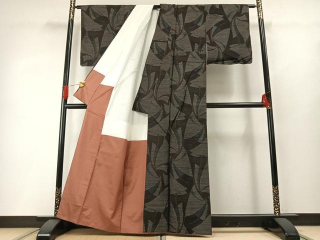 平和屋着物●本場大島紬　幾何学文様　正絹　逸品　AABG4460fy