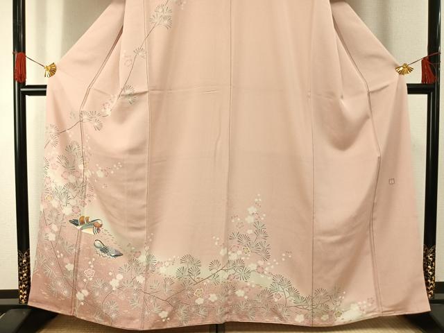 平和屋着物●訪問着　友禅　作家物　花鳥文　暈し染め　正絹　逸品　AABG4462fy