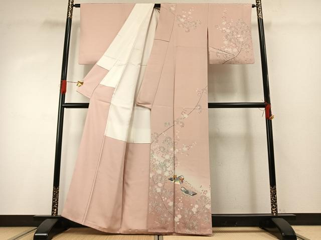 平和屋着物●訪問着　友禅　作家物　花鳥文　暈し染め　正絹　逸品　AABG4462fy