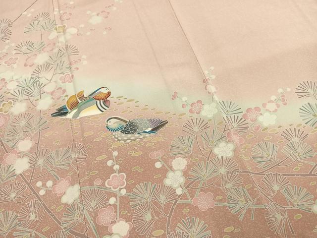 平和屋着物●訪問着　友禅　作家物　花鳥文　暈し染め　正絹　逸品　AABG4462fy