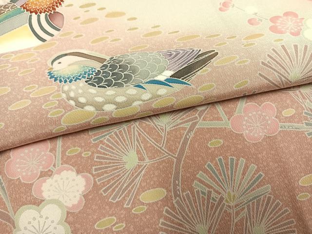 平和屋着物●訪問着　友禅　作家物　花鳥文　暈し染め　正絹　逸品　AABG4462fy