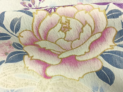 平和屋着物●小振袖　二尺袖　草花文　暈し染め　金彩　洗える着物　AABG4466fy