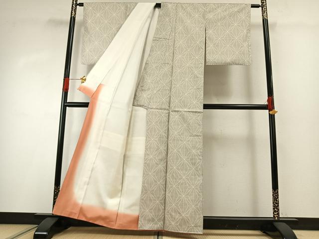 平和屋着物●本場大島紬　白大島　一元7マルキ　麻の葉文様　正絹　逸品　AABG4468fy
