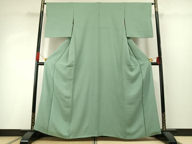 平和屋着物●上質な色無地　花尽くし地紋　薄萌葱色　正絹　逸品　AABG4480fy