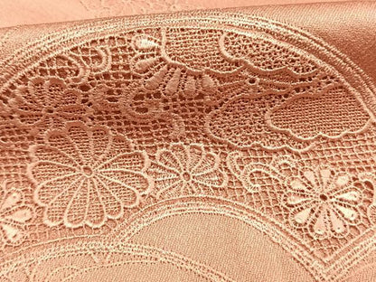 平和屋着物●無地絵羽訪問着　中国三大刺繍　汕頭刺繍　スワトウ刺繍　総刺繍　地紙花地紋　珊瑚色　ロング丈　正絹　逸品　AABG4482fy