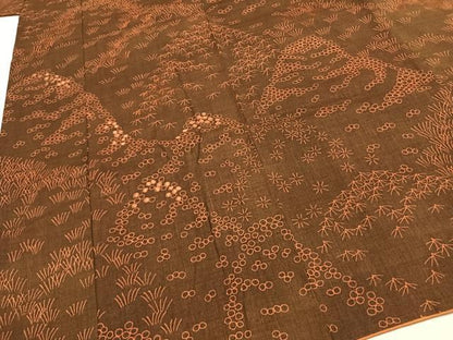 平和屋着物●上質な紬　刺繍　草花文　正絹　逸品　AABG4485fy