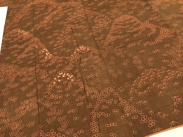 平和屋着物●上質な紬　刺繍　草花文　正絹　逸品　AABG4485fy