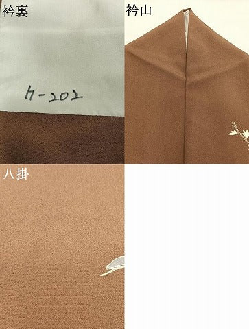 平和屋着物●訪問着　友禅　駒刺繍　草花文　金彩　正絹　逸品　AABG4486fy