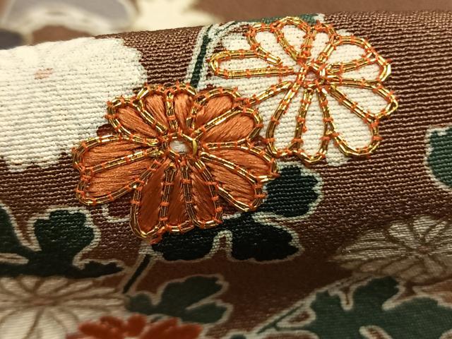 平和屋着物●訪問着　友禅　駒刺繍　草花文　金彩　正絹　逸品　AABG4486fy