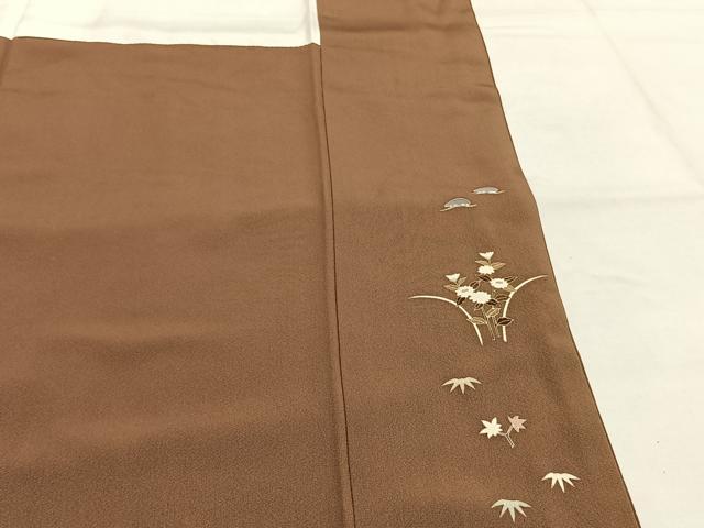平和屋着物●訪問着　友禅　駒刺繍　草花文　金彩　正絹　逸品　AABG4486fy