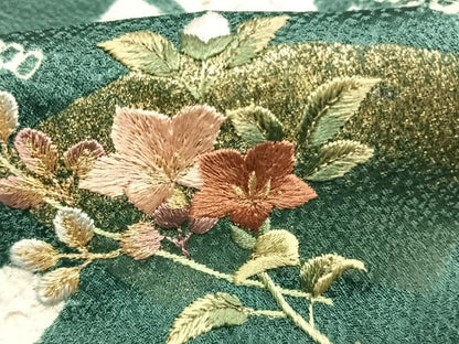 平和屋着物●訪問着　絞り　刺繍　地紙花蝶文　金糸　金彩　正絹　逸品　AABG4489fy