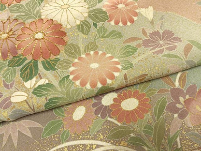 平和屋着物●訪問着　友禅　駒刺繍　道長花文　金彩　正絹　逸品　AABG4492fy
