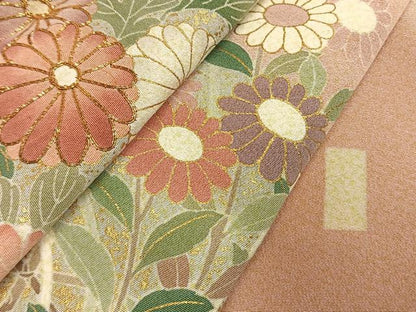 平和屋着物●訪問着　友禅　駒刺繍　道長花文　金彩　正絹　逸品　AABG4492fy