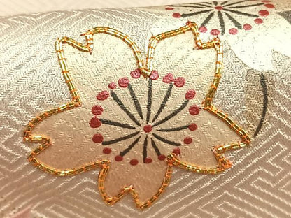 平和屋着物●訪問着　駒刺繍　佐賀錦　舞桜文　暈し染め　金彩　正絹　逸品　AABG4493fy