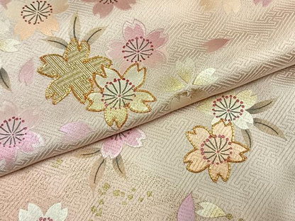 平和屋着物●訪問着　駒刺繍　佐賀錦　舞桜文　暈し染め　金彩　正絹　逸品　AABG4493fy
