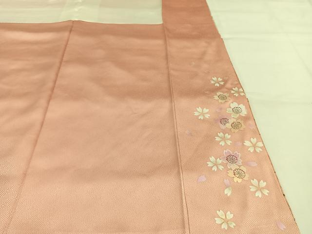 平和屋着物●訪問着　駒刺繍　佐賀錦　舞桜文　暈し染め　金彩　正絹　逸品　AABG4493fy