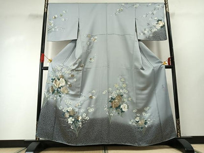 平和屋着物●英王室献上友禅作家　木下勝功　訪問着　草花文　暈し染め　金銀彩　正絹　逸品　AABG4501fy