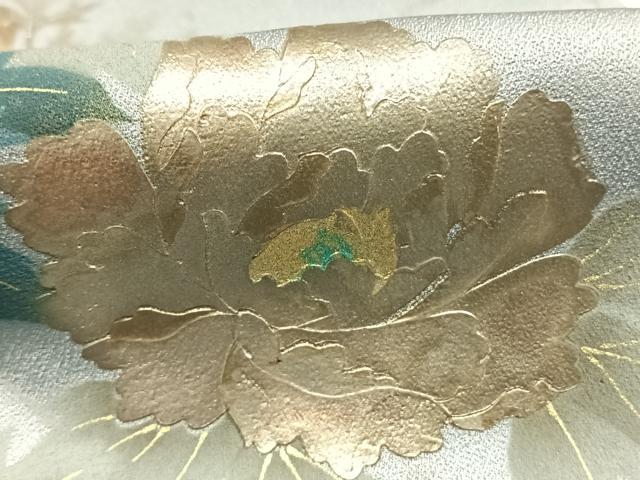 平和屋着物●英王室献上友禅作家　木下勝功　訪問着　草花文　暈し染め　金銀彩　正絹　逸品　AABG4501fy