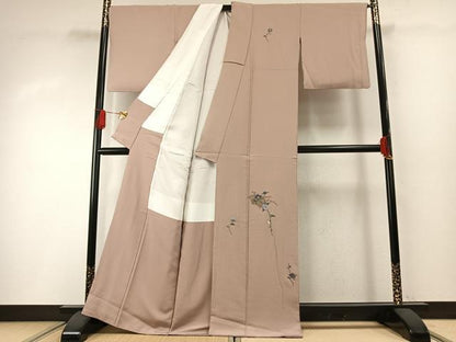 平和屋着物●訪問着　駒刺繍　総刺繍　地紙花文　金糸　正絹　逸品　AABG4503fy