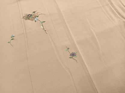 平和屋着物●訪問着　駒刺繍　総刺繍　地紙花文　金糸　正絹　逸品　AABG4503fy