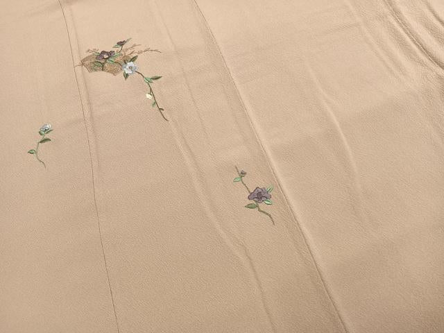 平和屋着物●訪問着　駒刺繍　総刺繍　地紙花文　金糸　正絹　逸品　AABG4503fy