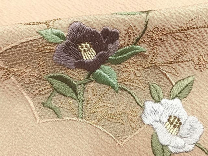 平和屋着物●訪問着　駒刺繍　総刺繍　地紙花文　金糸　正絹　逸品　AABG4503fy
