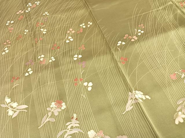 平和屋着物○訪問着 駒刺繍 草花文 正絹 逸品 AABF5167cs | ヤマダ