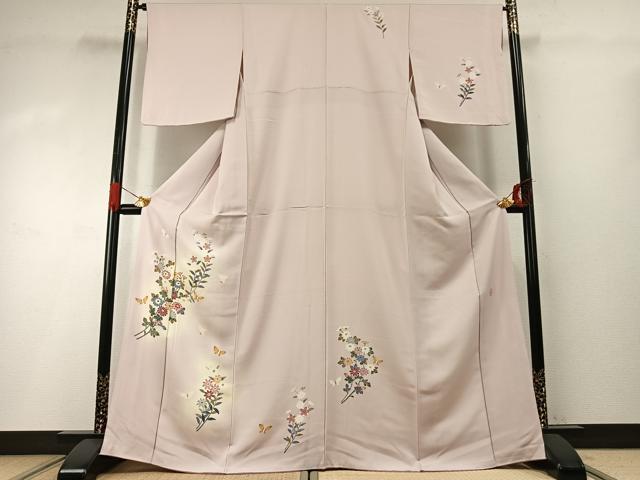 平和屋着物●本加賀友禅作家　金丸充夫　訪問着　花蝶文　暈し染め　正絹　逸品　AABG4505fy