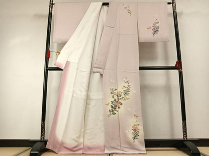 平和屋着物●本加賀友禅作家　金丸充夫　訪問着　花蝶文　暈し染め　正絹　逸品　AABG4505fy