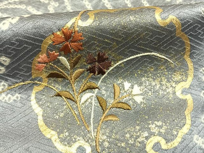 平和屋着物●訪問着　絞り　刺繍　雪輪花文　金彩　正絹　逸品　AABG4507fy
