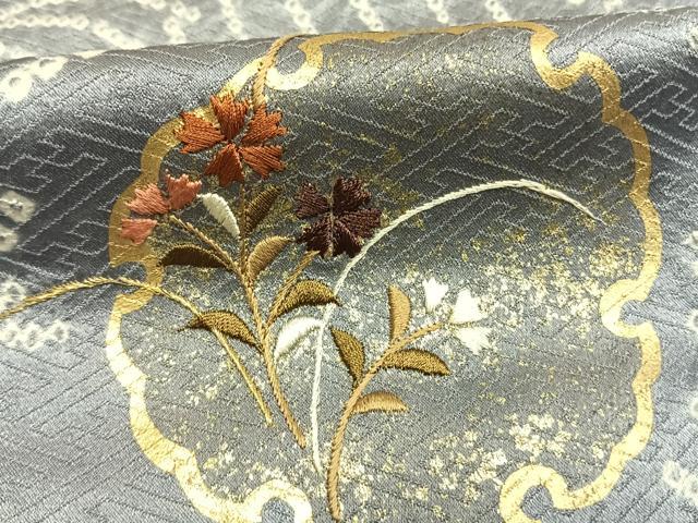 平和屋着物●訪問着　絞り　刺繍　雪輪花文　金彩　正絹　逸品　AABG4507fy