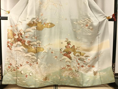 平和屋着物●訪問着　雲取り風景花文　暈し染め　金彩　そごう百貨店扱い　正絹　逸品　AABG4508fy