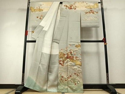 平和屋着物●訪問着　雲取り風景花文　暈し染め　金彩　そごう百貨店扱い　正絹　逸品　AABG4508fy