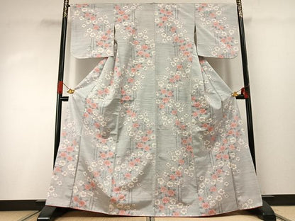 平和屋着物●上質な紬　草花文　正絹　逸品　AABG4509fy