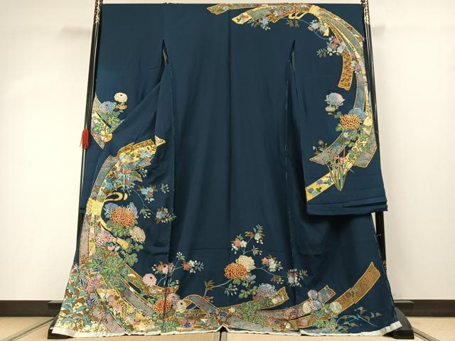 平和屋着物●豪華振袖　駒刺繍　束ね熨斗花文　金彩　上代43万5千円　仮絵羽　逸品　未使用　AABJ3140ck