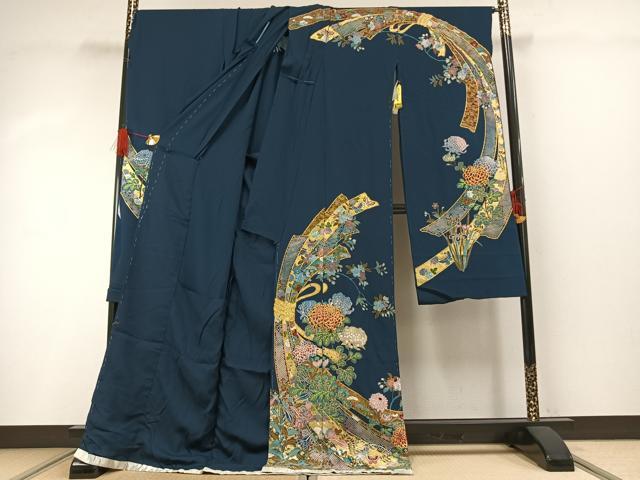 平和屋着物●豪華振袖　駒刺繍　束ね熨斗花文　金彩　上代43万5千円　仮絵羽　逸品　未使用　AABJ3140ck