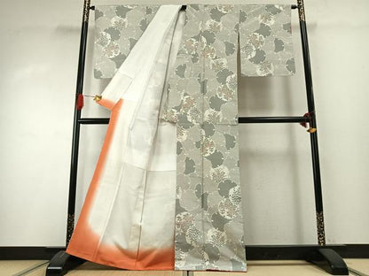 平和屋着物●本場大島紬　白大島　一元絣　雪輪花文　正絹　逸品　未使用　AABG4513fy