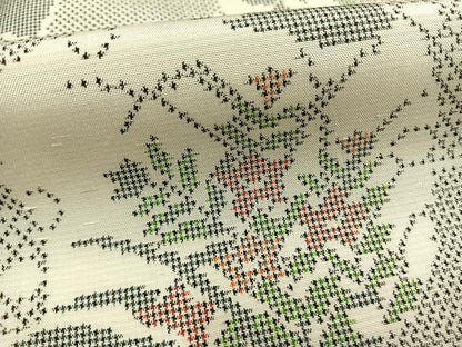 平和屋着物●本場大島紬　白大島　一元絣　雪輪花文　正絹　逸品　未使用　AABG4513fy