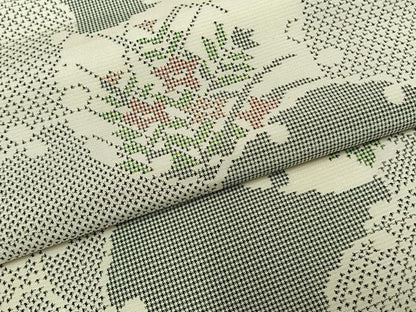 平和屋着物●本場大島紬　白大島　一元絣　雪輪花文　正絹　逸品　未使用　AABG4513fy