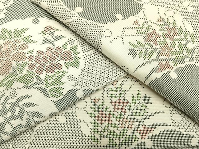 平和屋着物●本場大島紬　白大島　一元絣　雪輪花文　正絹　逸品　未使用　AABG4513fy