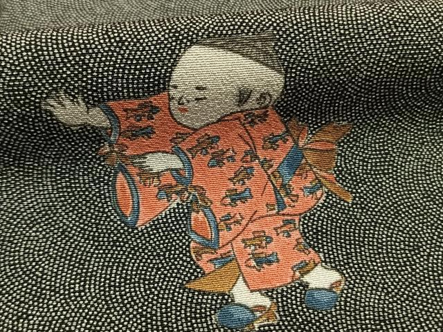 平和屋着物●小紋師　黒岩秀硯　初代 更勝　訪問着　江戸小紋　人物文　正絹　逸品　AABG4514fy